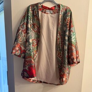 Half Heart Women’s Boho Paisley Open Front Kimono Lightweight Top Size Medium